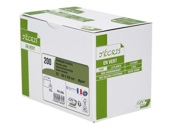 1 Boite de 200 Enveloppes C5 blanches recyclées 80g bande de protection