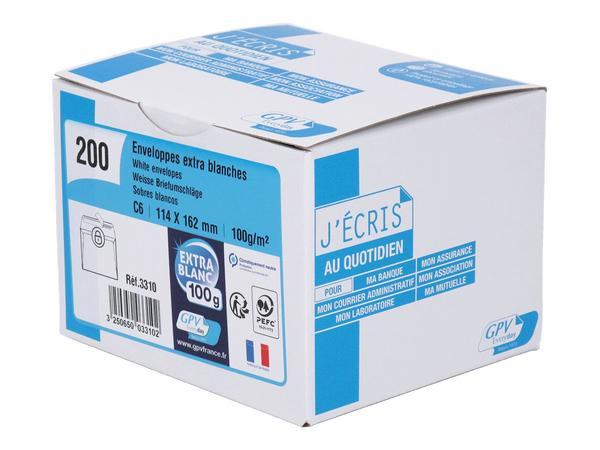 1 Boite de 200 Enveloppes blanches C6 100g bande de protection
