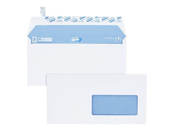 1 Boite de 200 Enveloppes Extra blanches DL 110x220 100 g fenêtre 45x100 bande protec