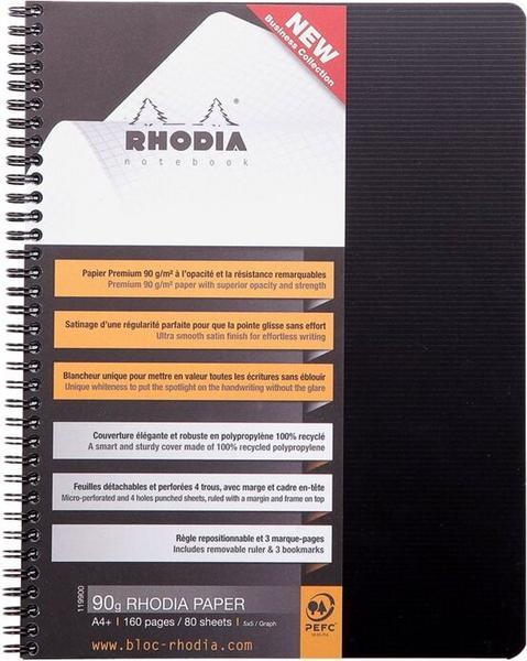 1 Cahier polypropylène 160 pages A4+ 5x5.Noir