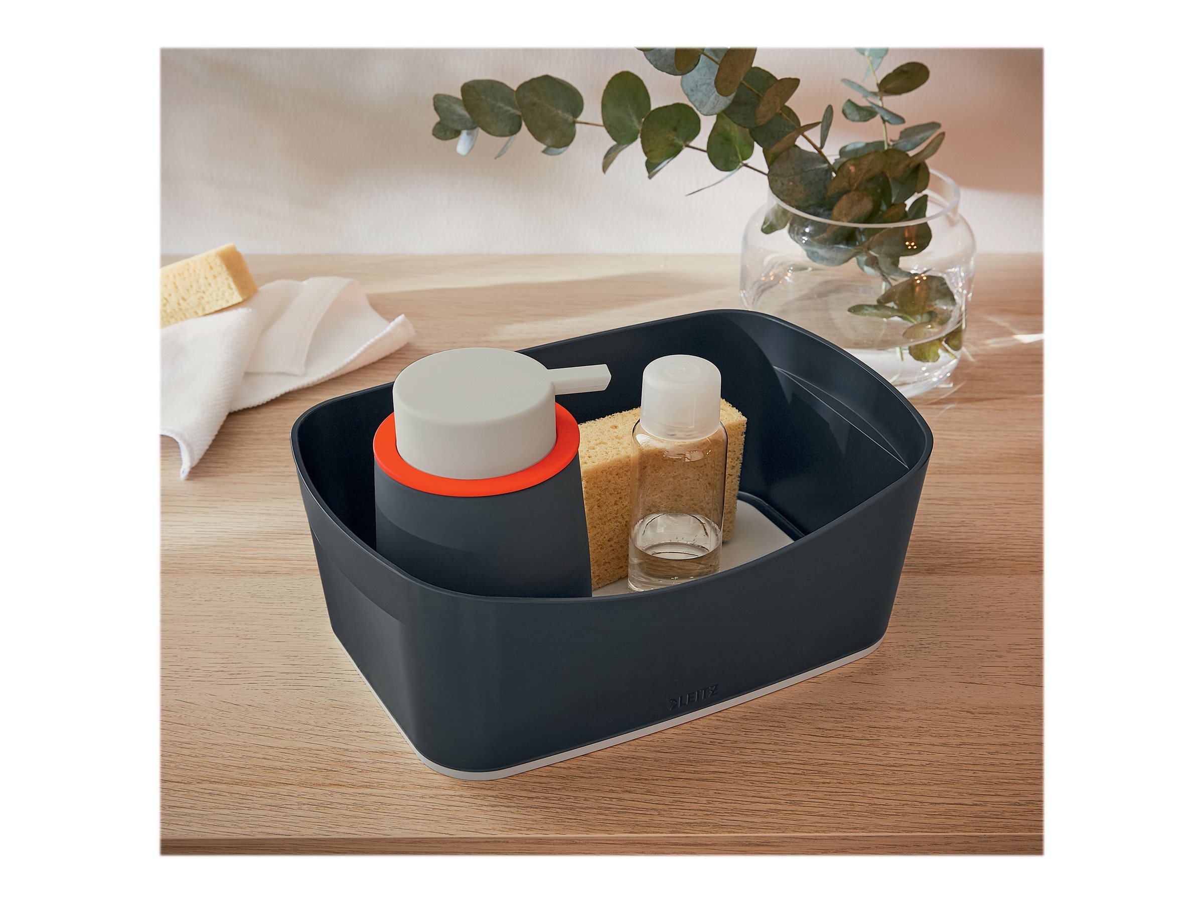 1 La boîte de rangement Cosy gris blanc sans couvercle