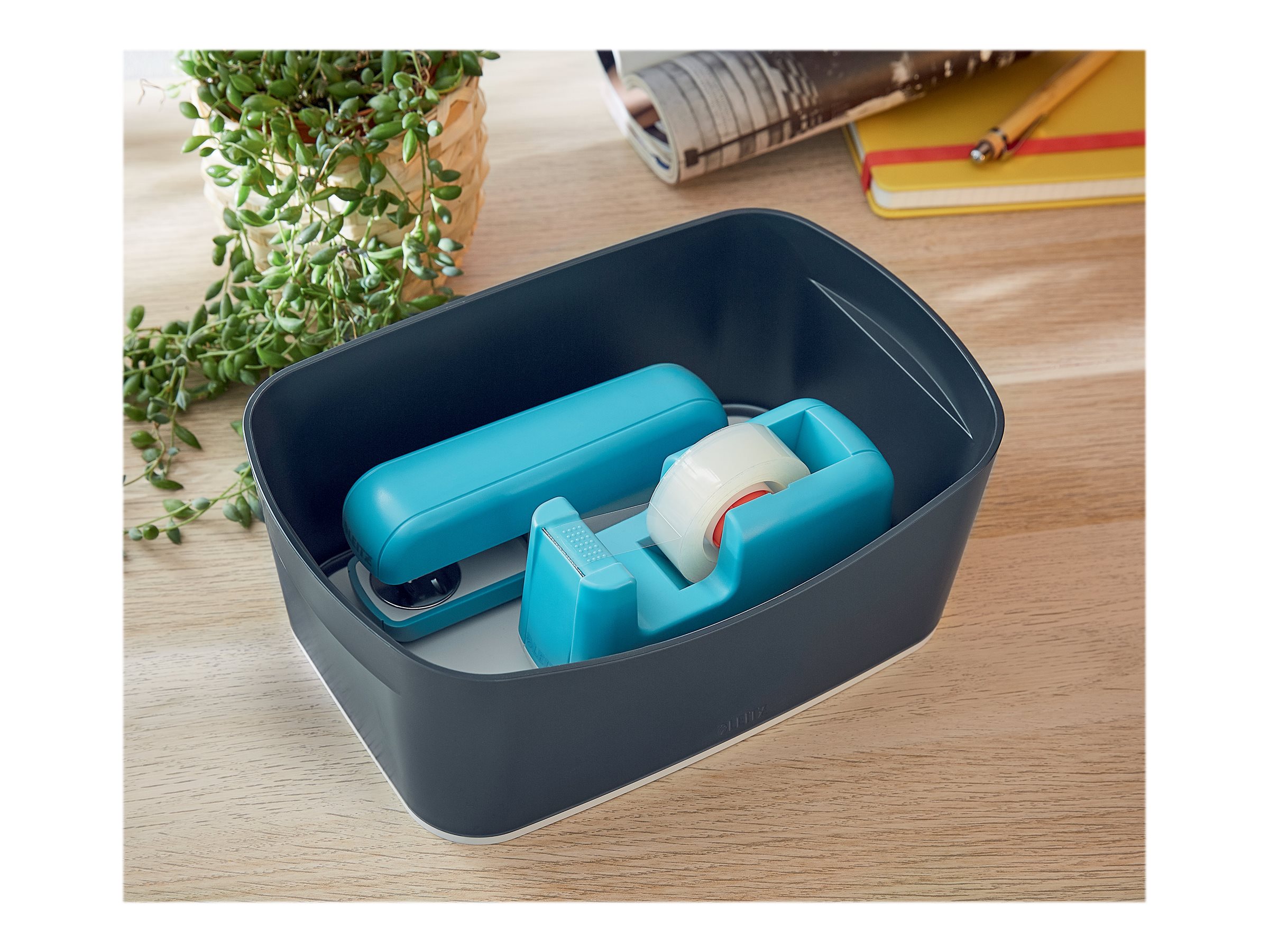 1 La boîte de rangement Cosy gris blanc sans couvercle