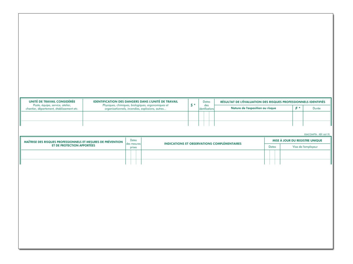 1 Registre d'évalutation des risques professionnel - 24x32 cm - 60 pages