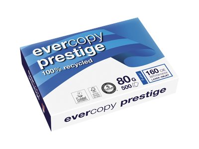 1 Lot de 5 ramettes de papier recyclé 100% Evercopy Prestige A4 80G