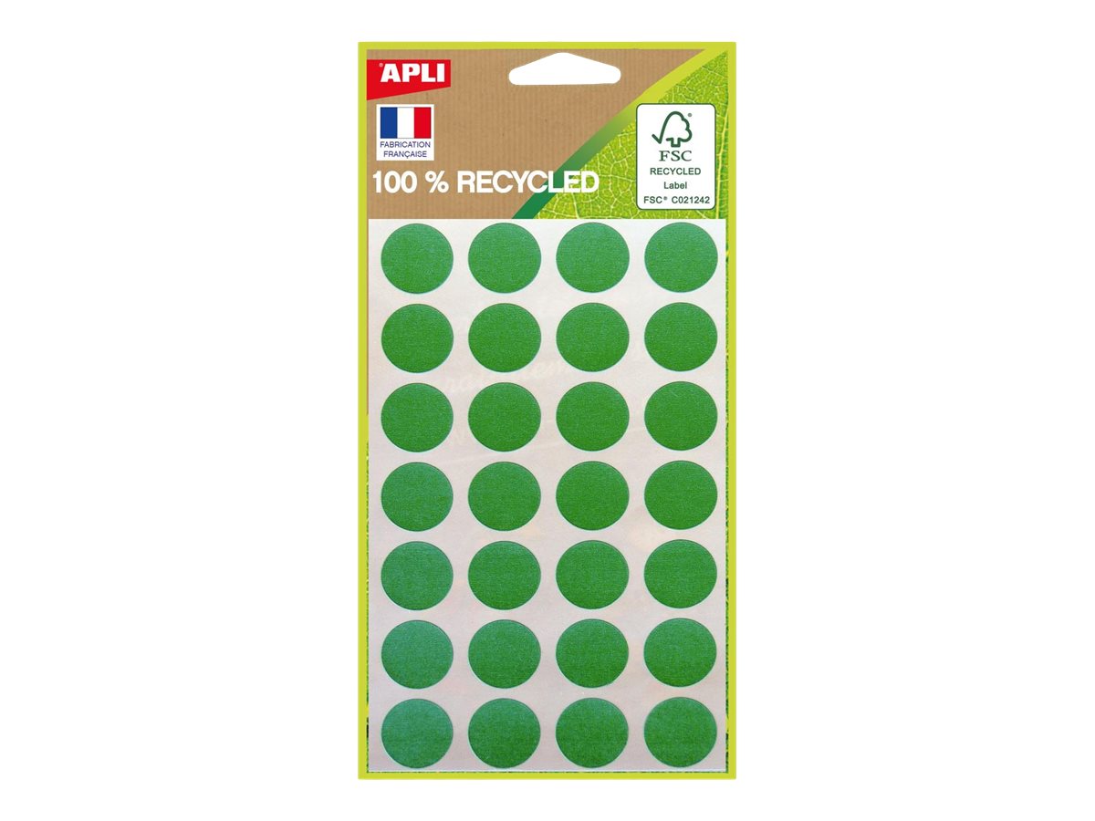1 168 pastilles de signalisation rondes,Ø 15 mm, vert, 100% recyclé