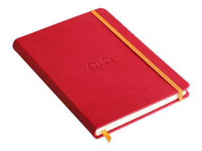 1 Carnet broché Rhodiarama A5 192 pages,ligné, couverture rigide rouge