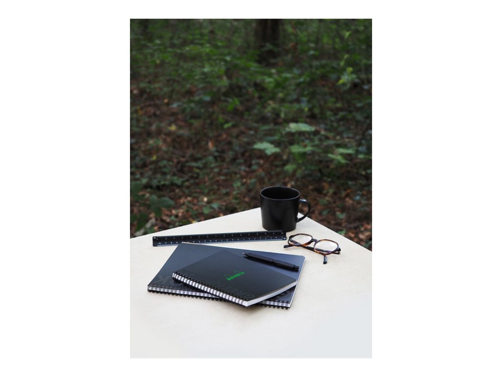 1 Cahier Rhodia polypropylène recyclé 160 pages A4+ Ligné. Noir