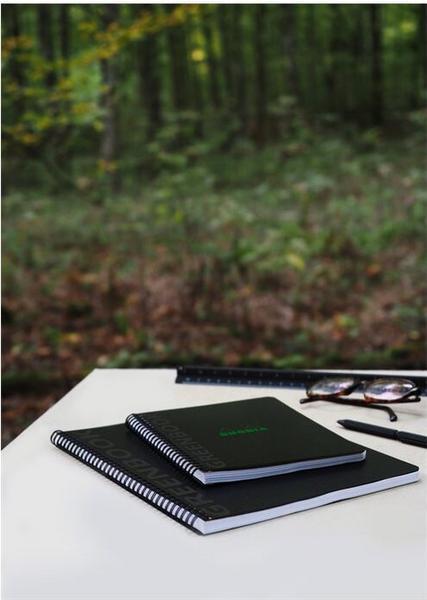 1 Cahier Rhodia polypropylène recyclé 160 pages A5+ 5x5. Noir
