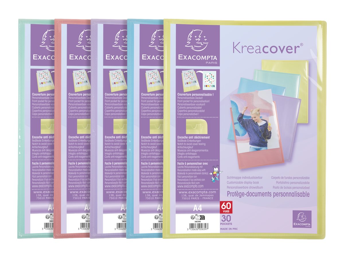 1 Protège-documents personnalisables Kreacover Pastel-30 poches - Assort