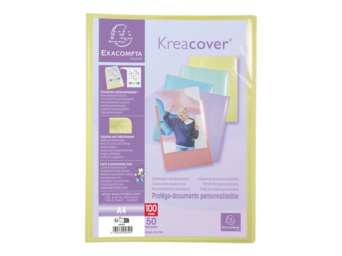 1 Protège-documents personnalisables Kreacover Pastel-50 poches - Assort