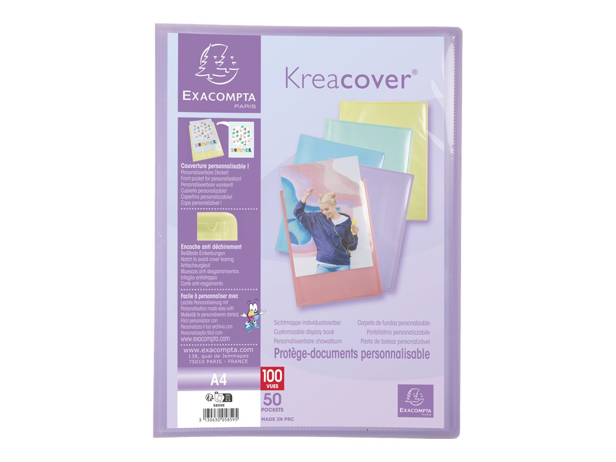 1 Protège-documents personnalisables Kreacover Pastel-50 poches - Assort