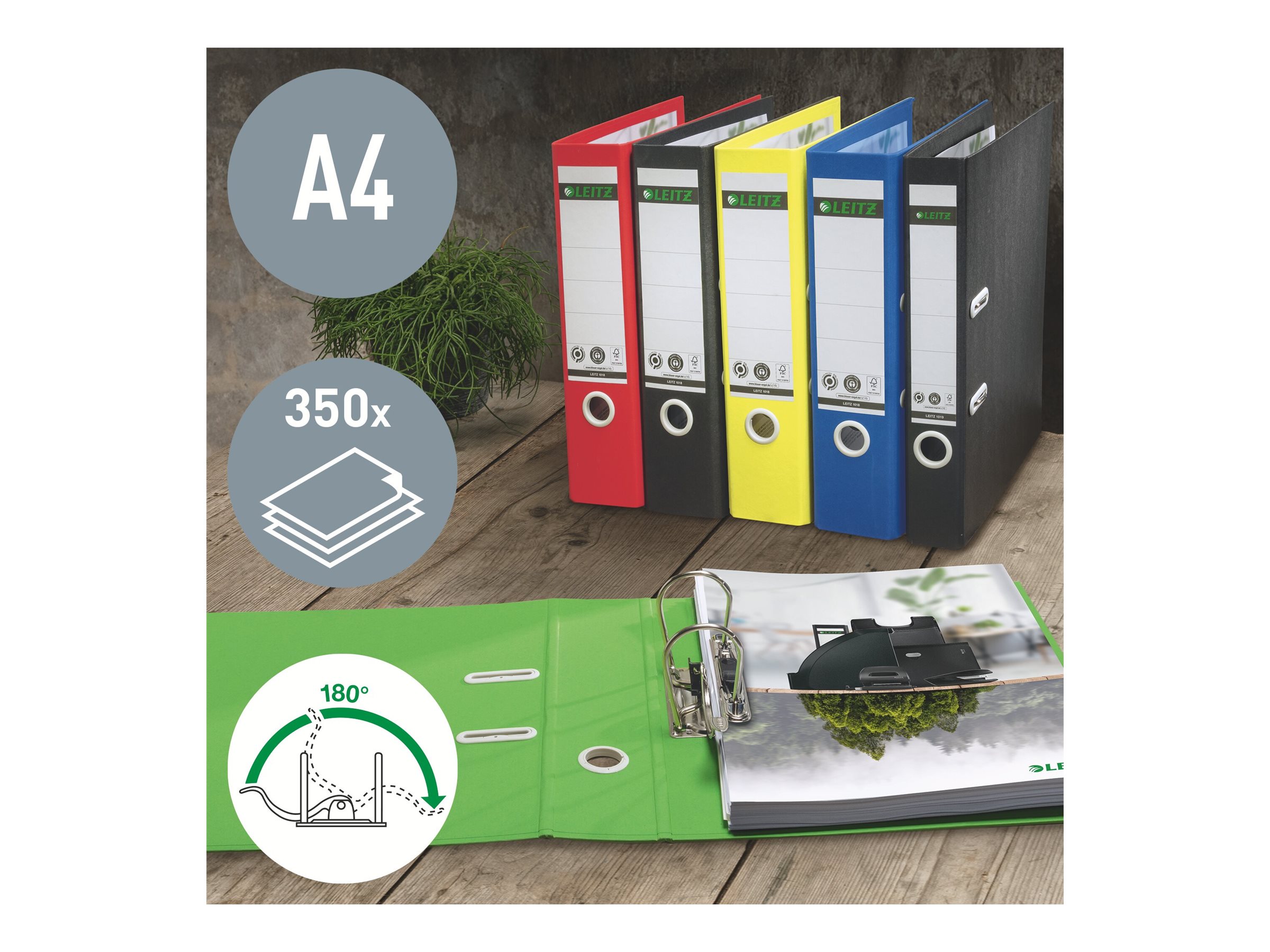 1 Classeurs à levier 180° LEITZ Recyclé A4 - Dos 5 cm - Bleu