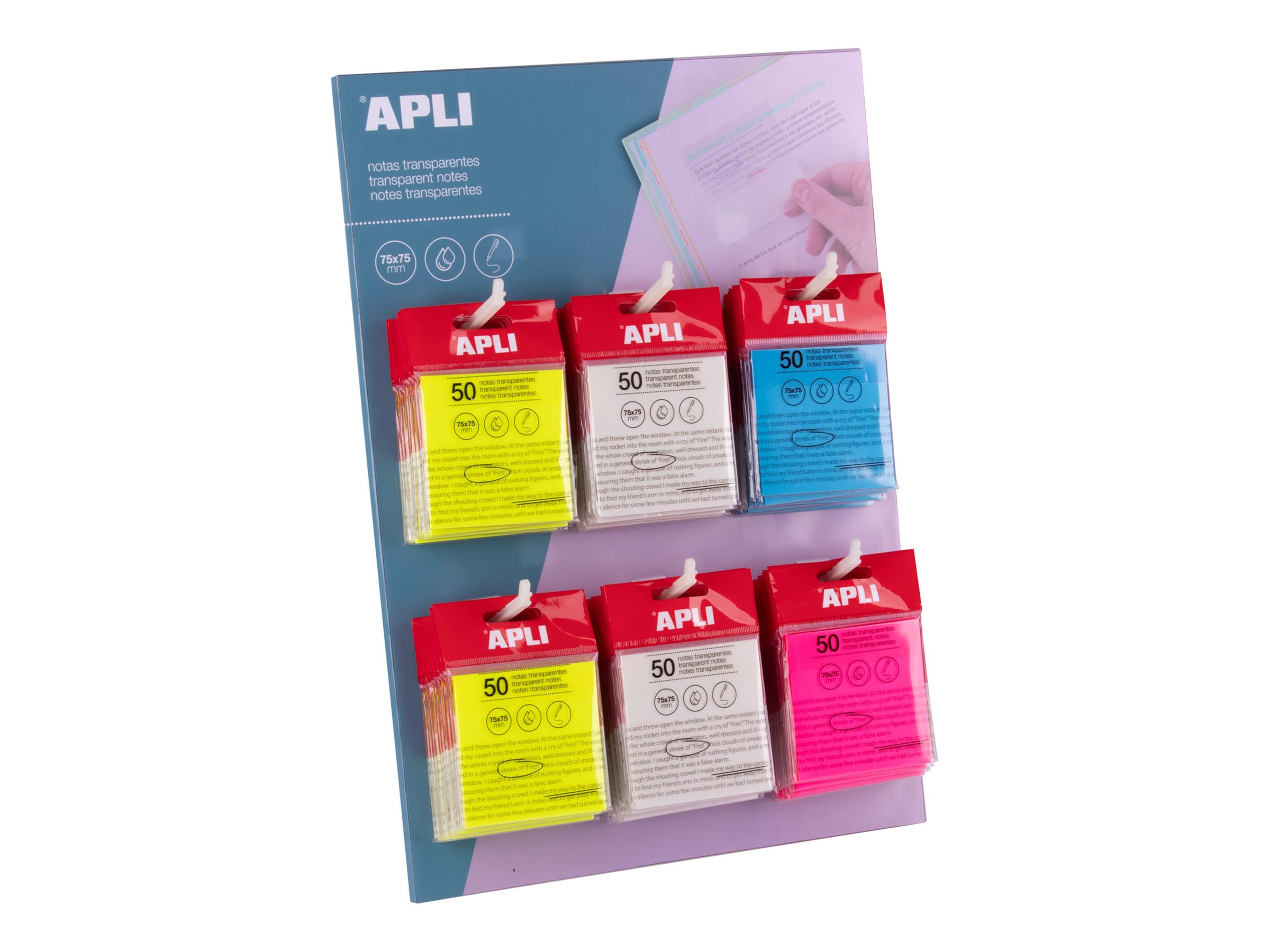 1 Paquet 50 feuilles de notes adhésives transparentes 75x75 mm blanc