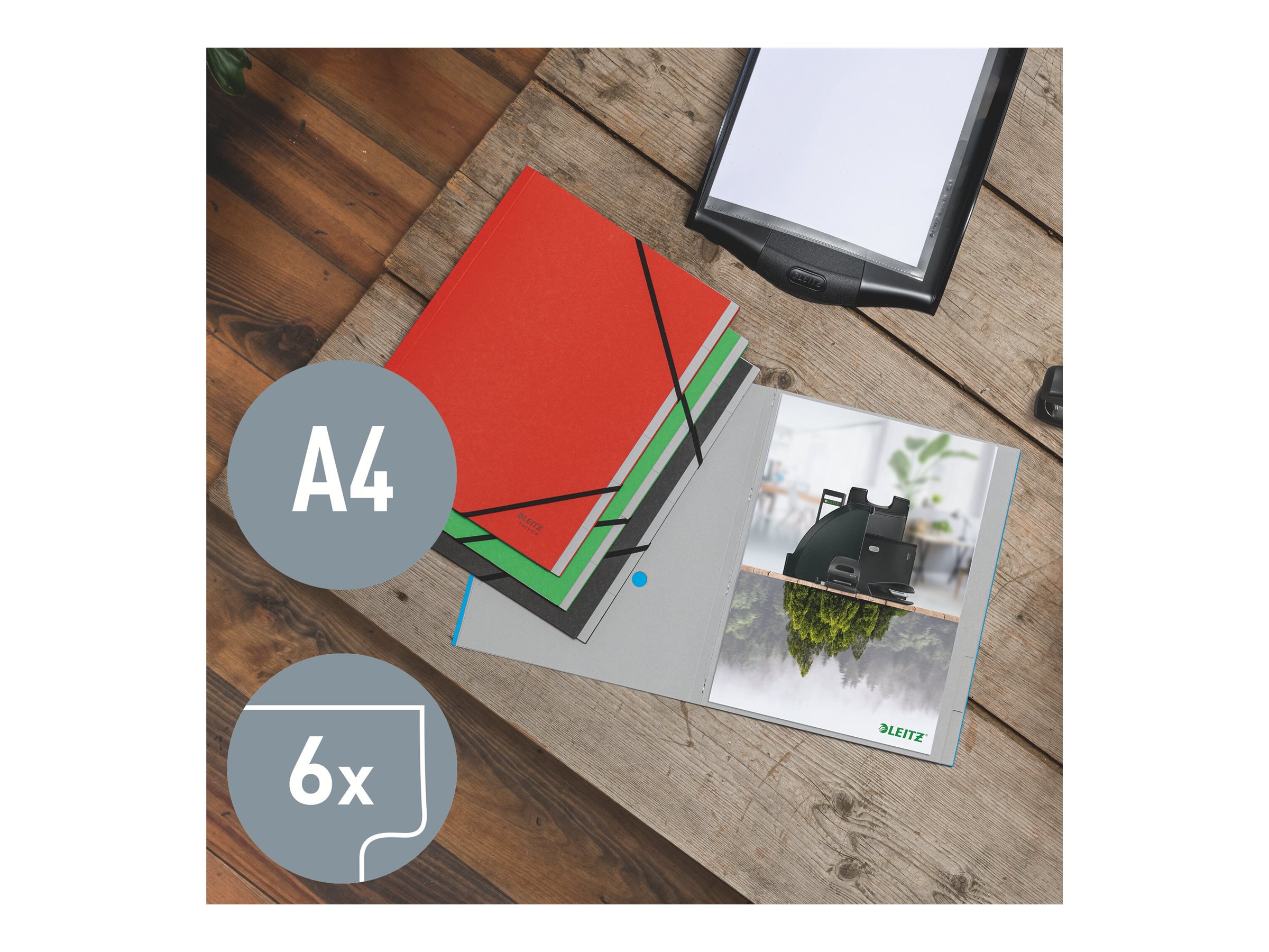 1 Trieur avec élastiques LEITZ 6 touches- 100% recyclé - Rouge