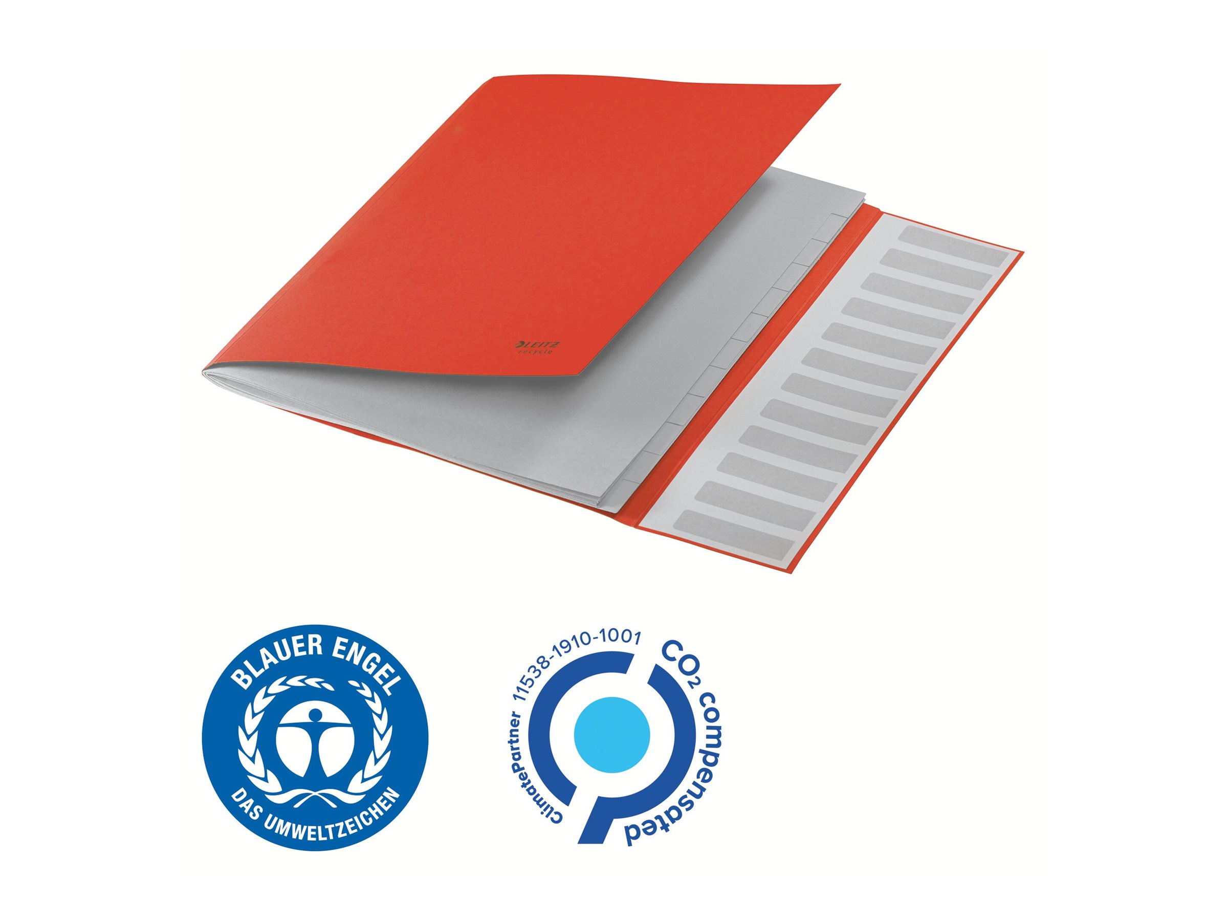 1 Trieur avec élastiques LEITZ 12 touches - 100% recyclé - Rouge