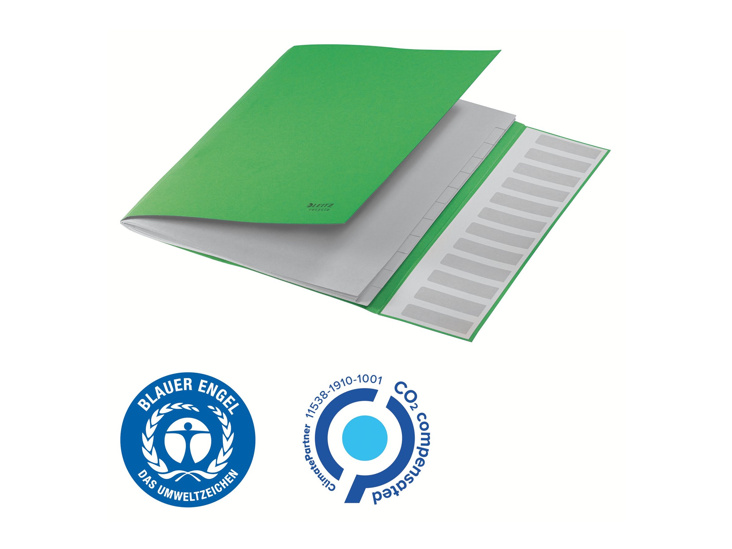 1 Trieur avec élastiques LEITZ 12 touches - 100% recyclé - Vert