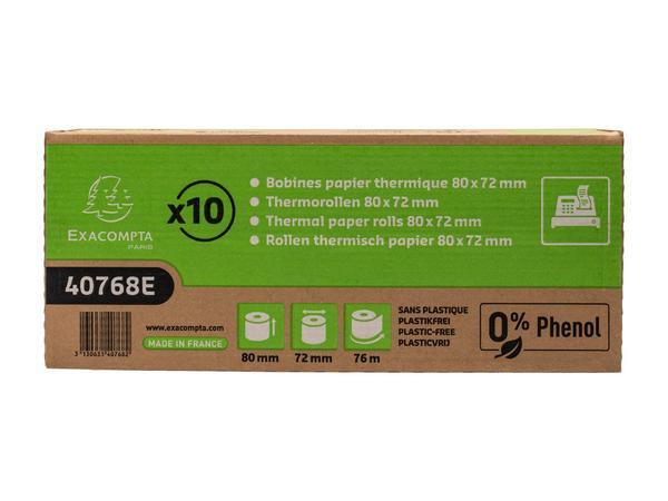 1 Lot de 10 bobines thermiques 80x72mm - 76m - 48g/m2