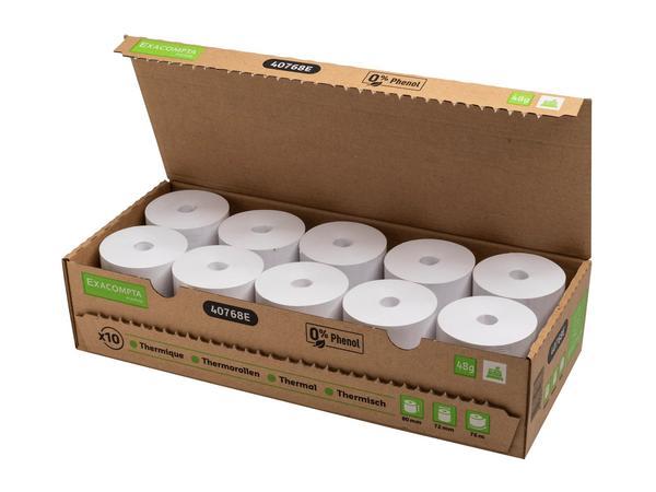 1 Lot de 10 bobines thermiques 80x72mm - 76m - 48g/m2
