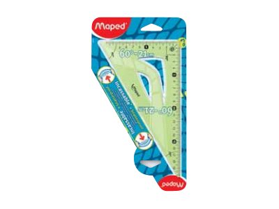 1 Equerre 60° grand côté 21 cm - INCASSABLE bleu