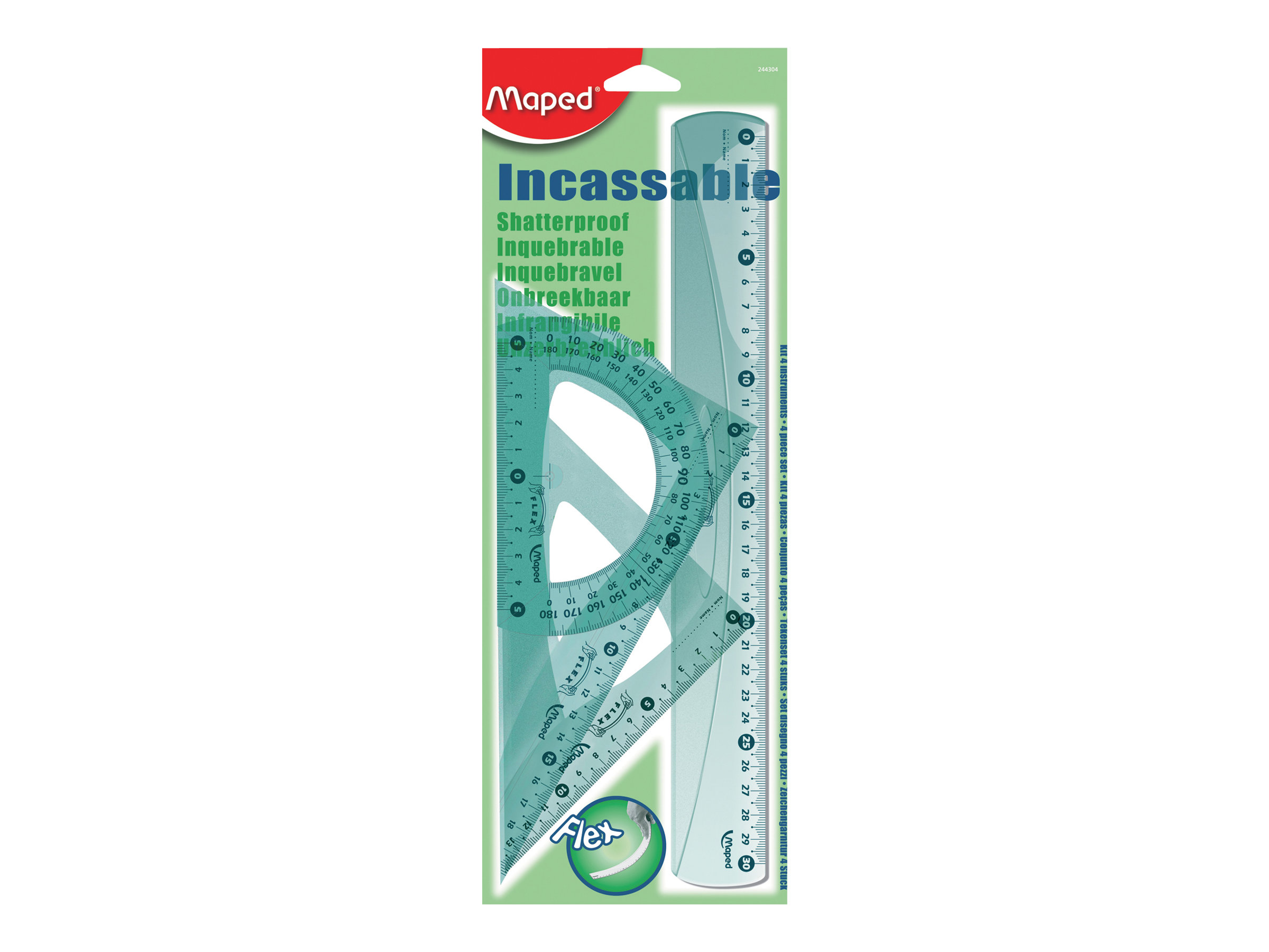 1 Kit 4 instruments incassables, colorisassortis bleu ou vert