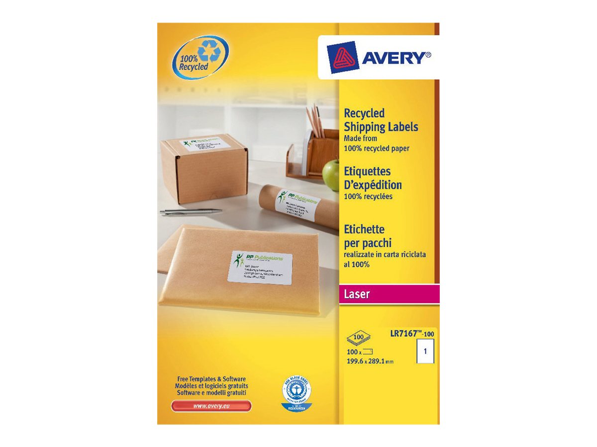 1 Boite de 15 planches étiquettes recyclées blanches199,6 x 289,1 mm