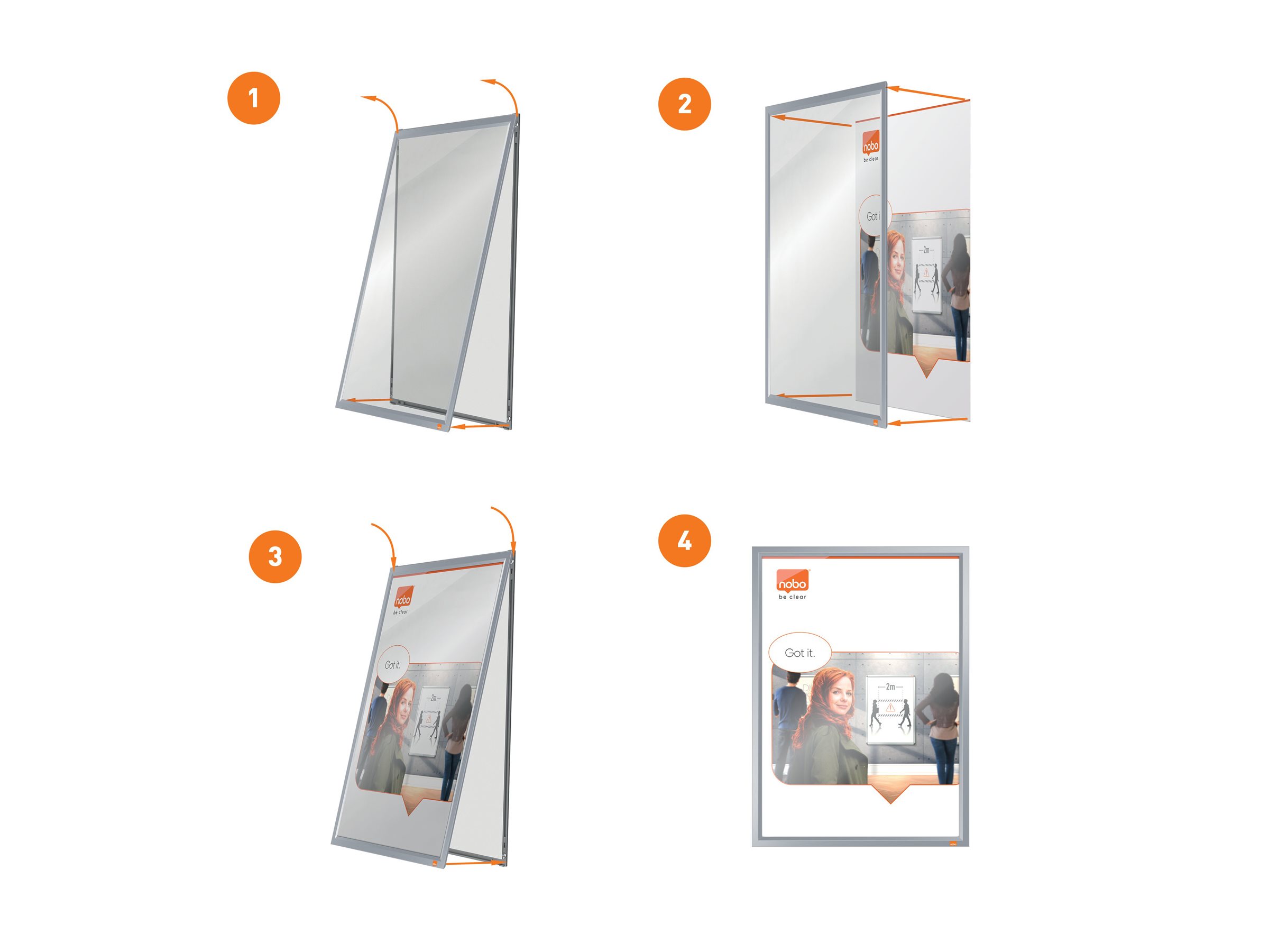 1 Porte-affiche clipsable A4 Nobo impression - argent