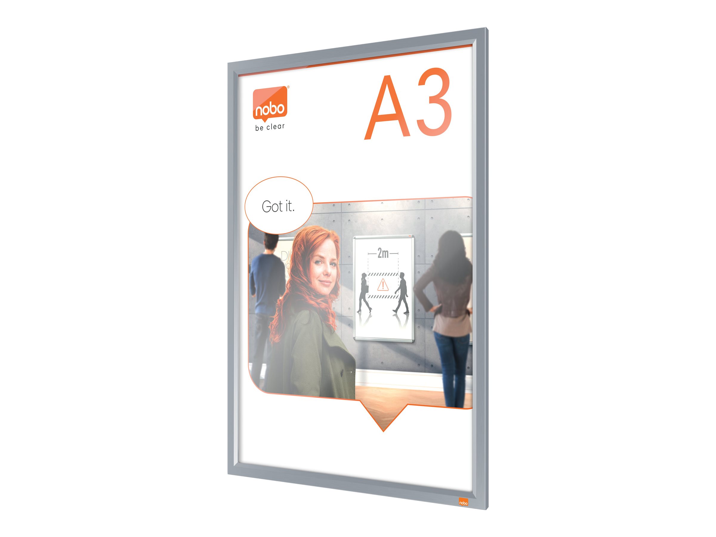 1 Porte-affiche clipsable A3 Nobo impression - argent