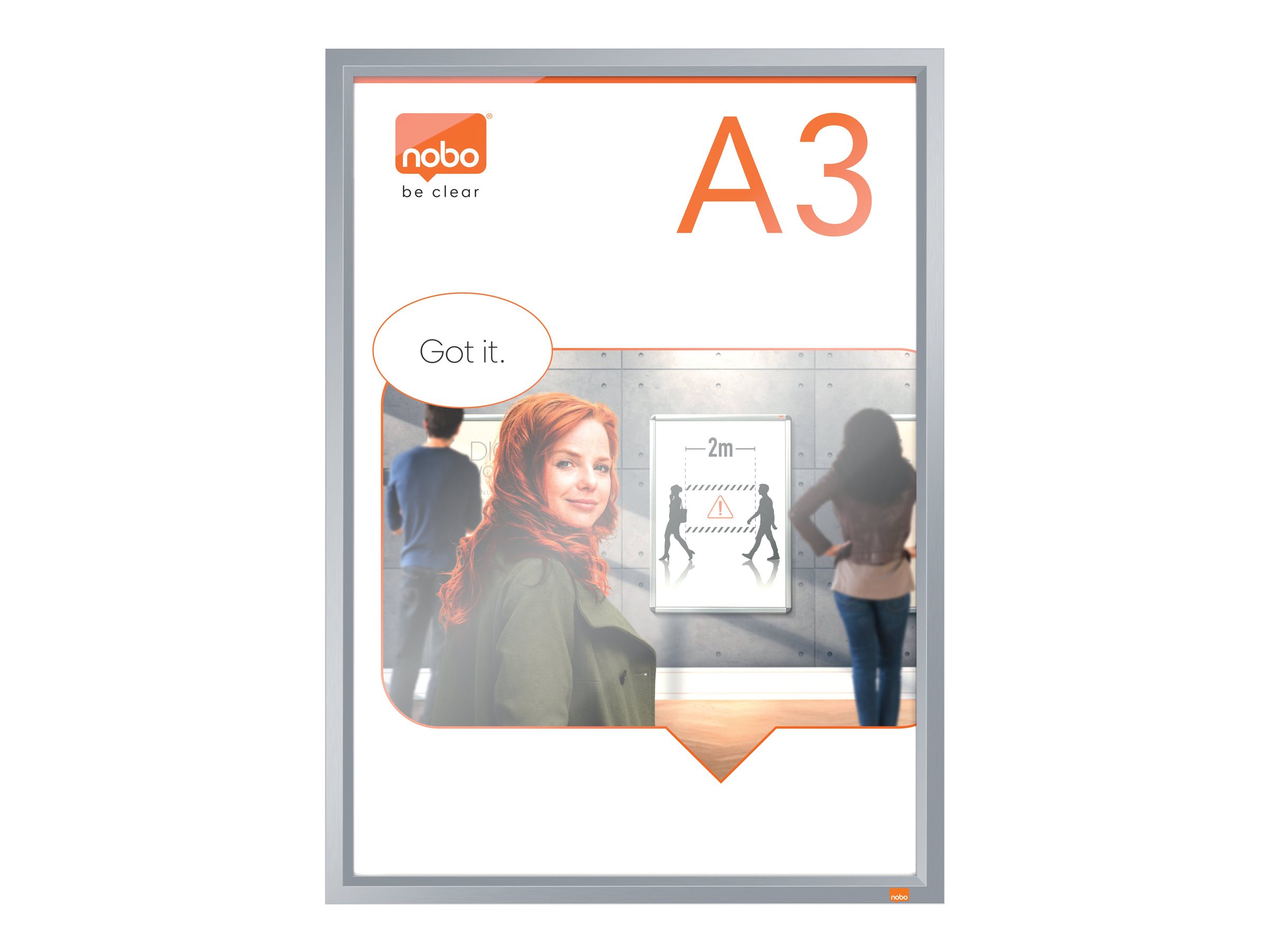 1 Porte-affiche clipsable A3 Nobo impression - argent
