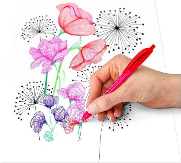 1 Stylo-bille triangulaire rétractable pointe moyenne 1 mm rouge