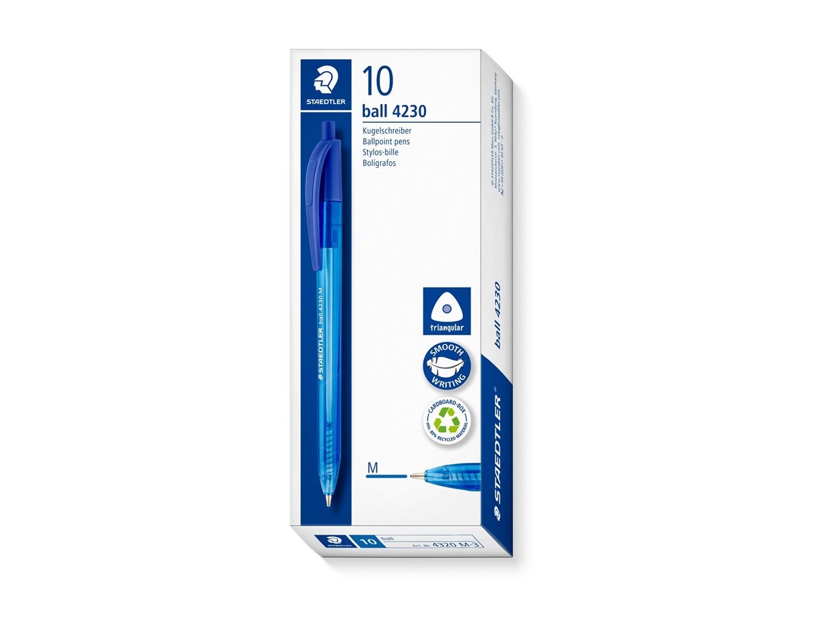 1 Stylo-bille triangulaire rétractable pointe moyenne 1 mm bleu