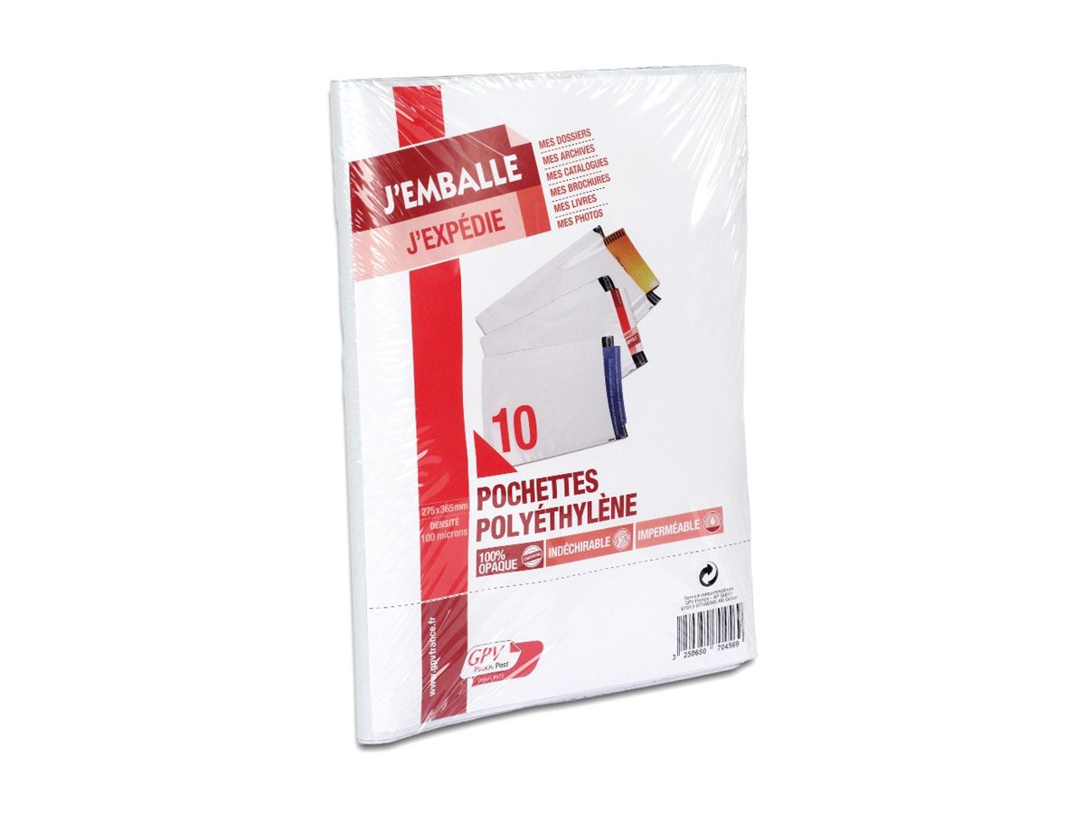 1 Lot de 10 Pochettes polyéthylène Recyclé 26 275x365 mm - GPV Pack'n Post
