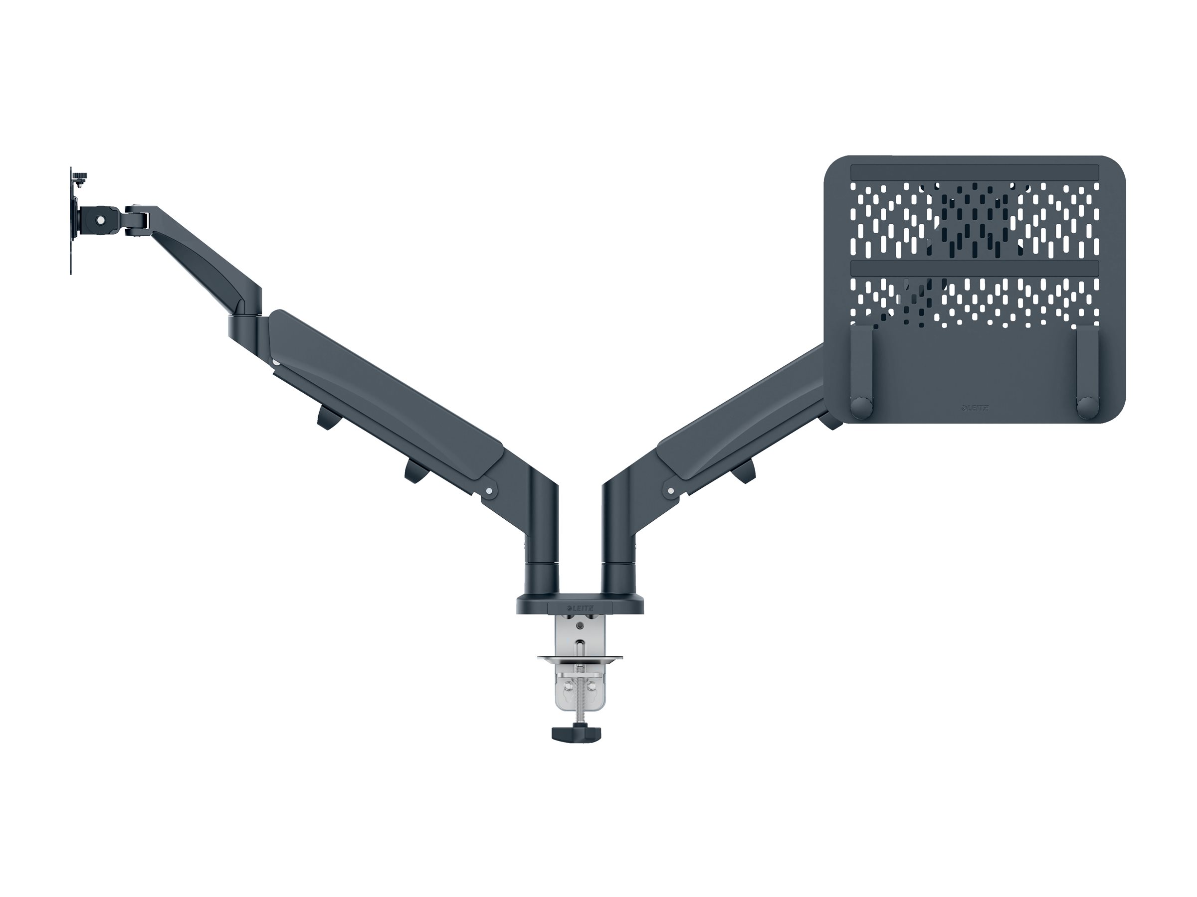 1 Bras porte-écran double faible encombrement pour écran/PC Leitz - Gris