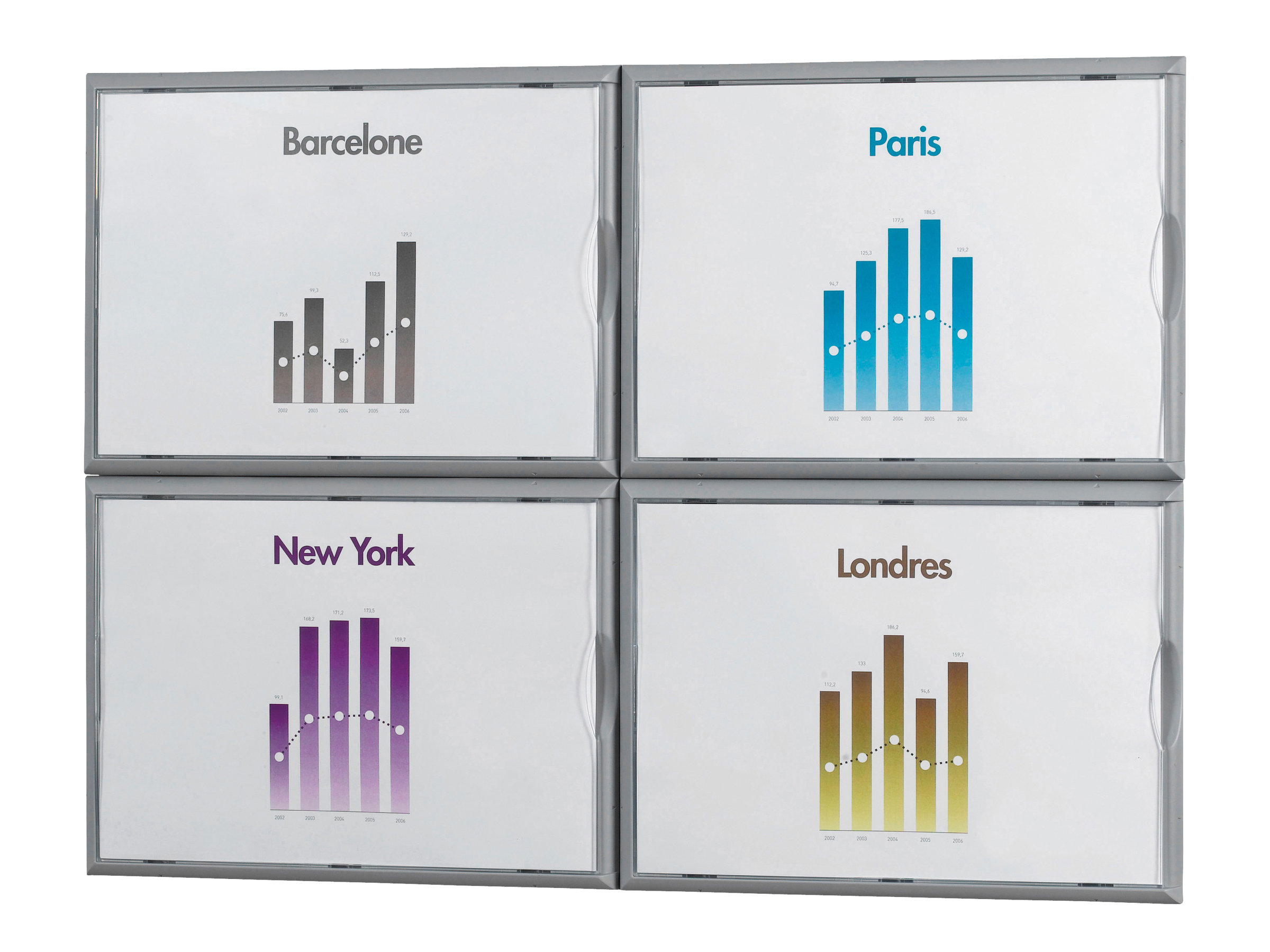 1 Carton de 4 Porte-affiches cadr'info A4 - gris alu