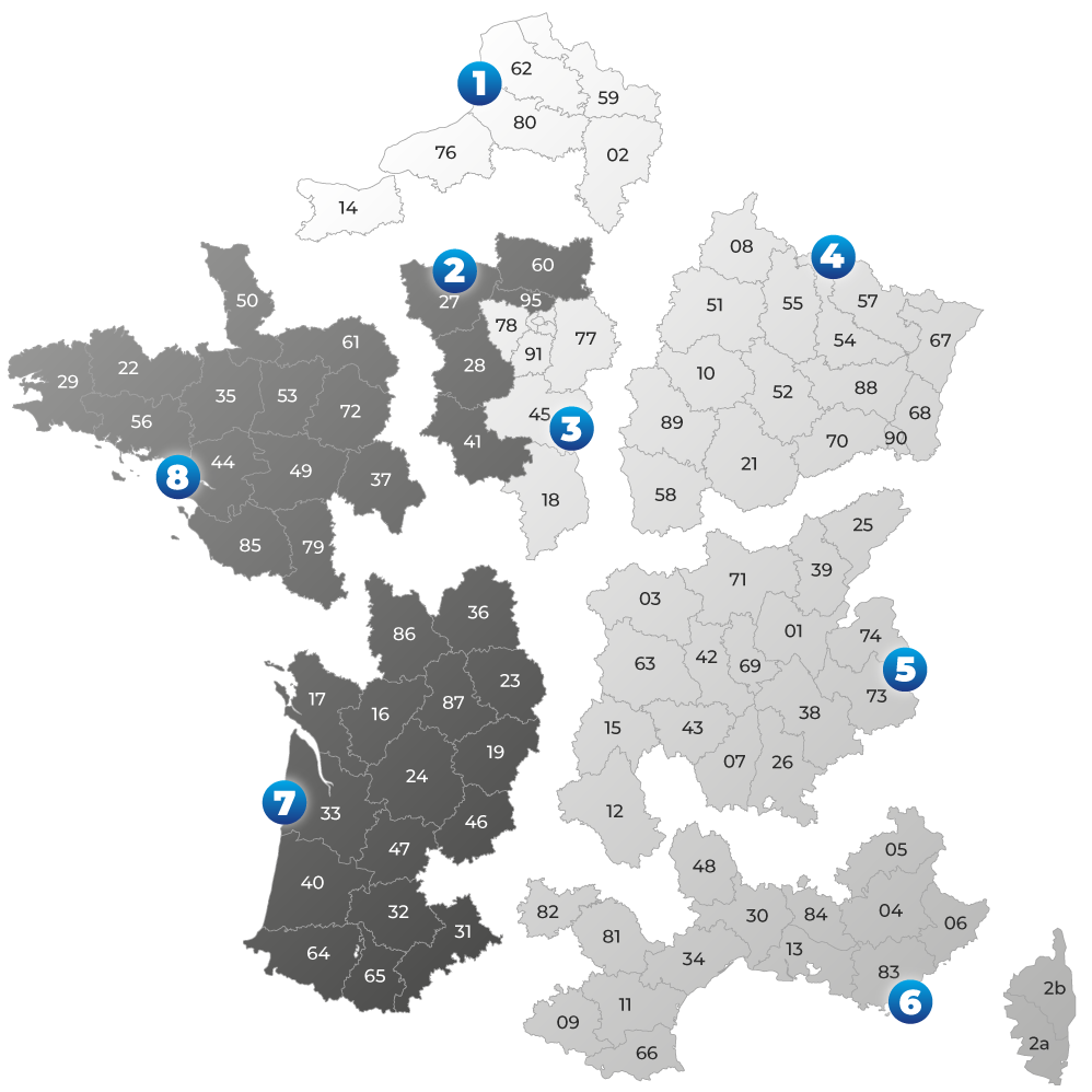 carte de France des commerciaux CISCAR